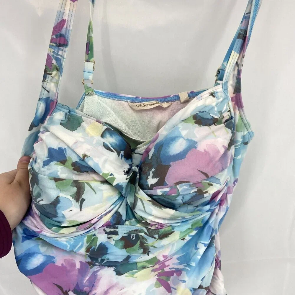 Soft Surroundings Women XL Tankini Top Swimsuit Floral Tropical Beach Vacation